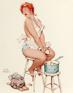 Impresión o lienzo - Hilda regordeta y bonita de Duane Bryers - Cebollas peladoras - Imagen 1 de 1