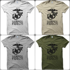 T-Shirt Maglietta Semper Fidelis Marines Logo Ispirato Motto Army Vintage Uomo W - Bild 1 von 5
