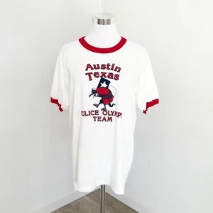 Vintage Russell Athletic Austin Texas Police Olympic Team T-Shirt White Size L - Picture 1 of 13