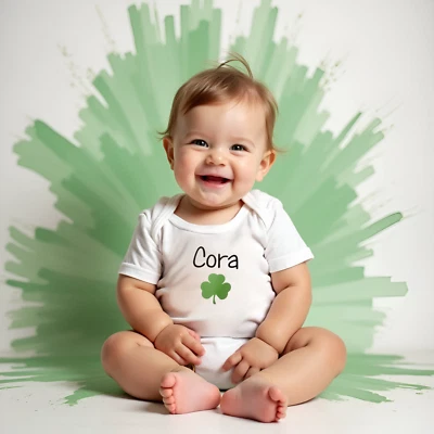 MILLY MOLLY MORLEY PERSONALISIERTER Strampler irisches Kleeblatt St. Patrick’s Day tolles Geschenk Strampler Weste