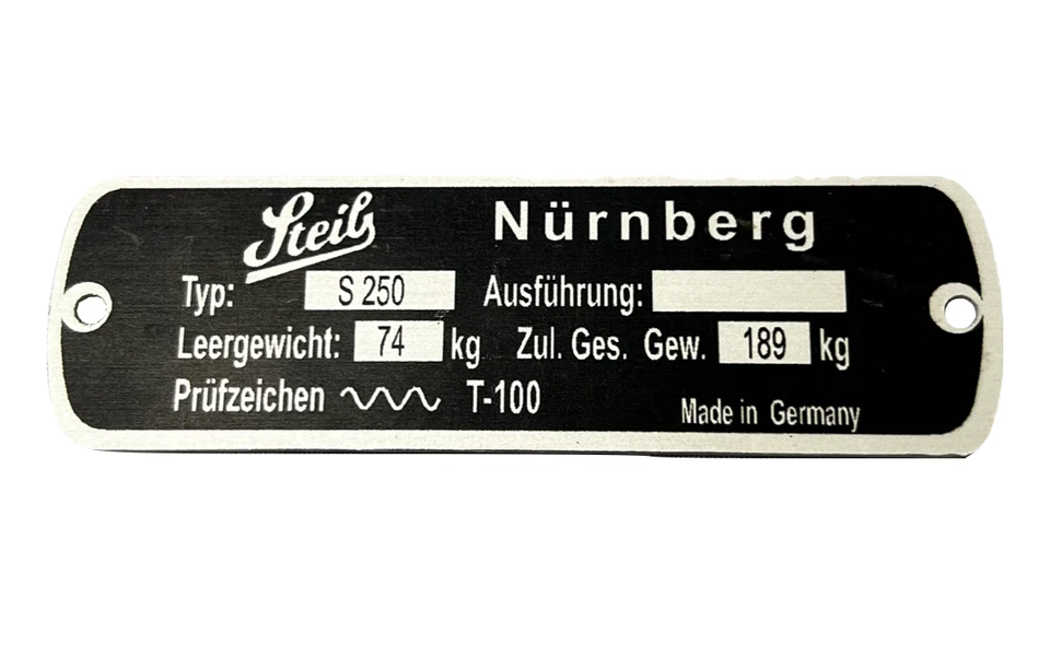Steib, Typenschild, S250 - Bild 1 von 1