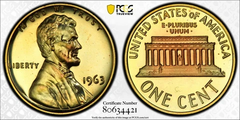1963 PR66 RB RED BROWN LINCOLN PENNY PCGS PR 66 RB (( VERY RARE TONING )) Cover