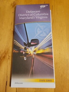 DELAWARE WASHINGTON MARYLAND VIRGINIA DE DC MD VA State Map AAA Road Tour Map - Picture 1 of 2