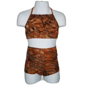 Pompeii CROP TOP & SHORTS Child Small Jazz Tap Dance Costume Tie Dye Copper - Picture 1 of 4