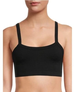 No Boundaries schwarze rußlose quadratische gerippte Bralette mit geripptem Hals - X-Large XL - Bild 1 von 1
