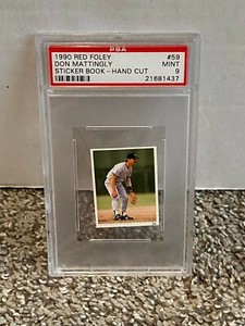 1990 Red Foley Sticker Book Hand Cut #59 - DON MATTINGLY - PSA 9 Mint - YANKEES