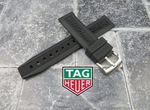 New 20 mm Authentic TAG HEUER Rubber Strap Black Diver Watch Band Tang Buckle - Picture 1 of 4