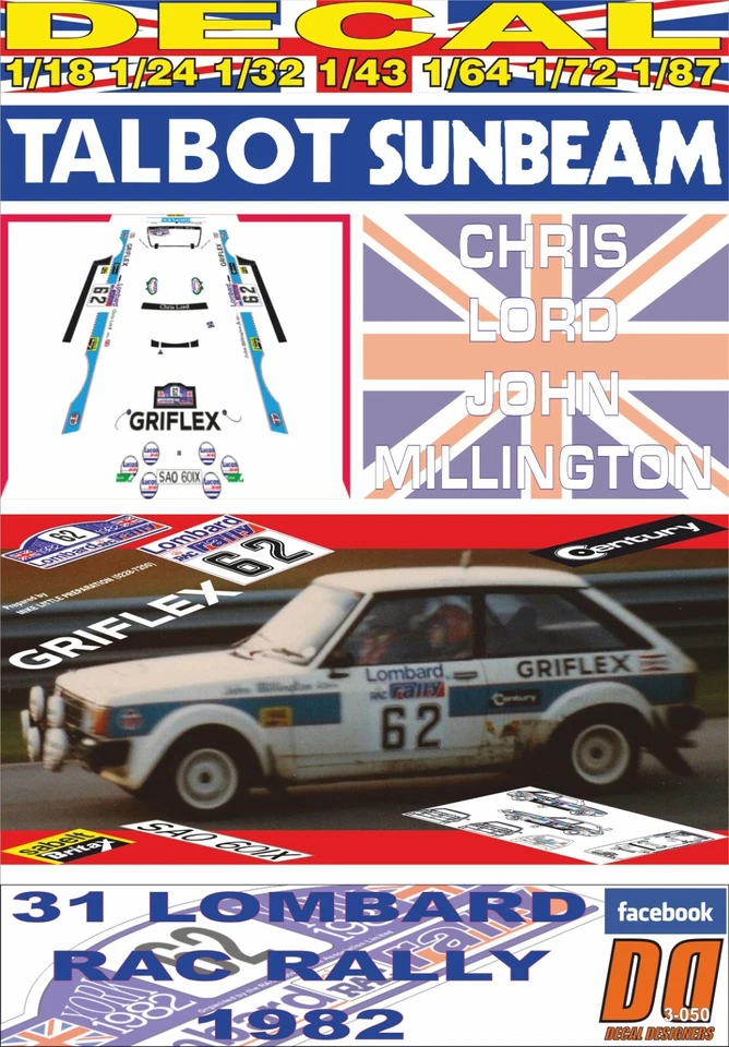 DECAL TALBOT SUNBEAM LOTUS C. LORD RAC R. 1982 14th (04) - Immagine 1 di 1