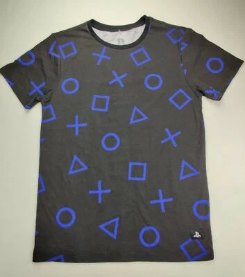 Sony Playstation Men's S Black All Over Print Blue Shapes Short Sleeve T-Shirt - Image 1 of 4