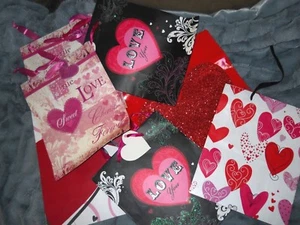 Lot of 7 Gift Bags -Valentine's Day. Most have tissue paper included. 1 broken - Picture 1 of 1