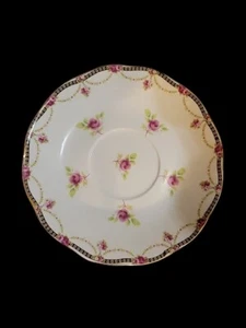 Grace Teaware Fine Porcelain China Floral Pink Roses Gold Trim Saucer - Picture 1 of 5