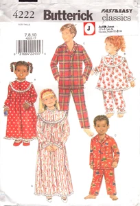 Butterick 4222 ~` Clásicos rápidos y fáciles ~ Camisones y pijamas ~ 7-8-10 - Imagen 1 de 4