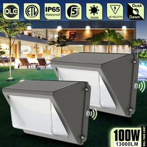 2 Pack 100W LED Wall Pack Lights 400W HPS Equivalent 5000K Security Flood Lights - Picture 1 of 10