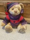 Harrods Christmas Teddy Bear Purple & Blue Jumper Year 2004 *warm home only* NEW