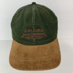 VINTAGE Arizona Jeans Hat Cap Corduroy Green Brown USA Made Company Embroidered - Picture 1 of 12