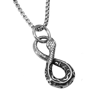 Collana da Uomo in Metallo con Ciondolo a Forma di Serpente Infinito - Picture 1 of 1
