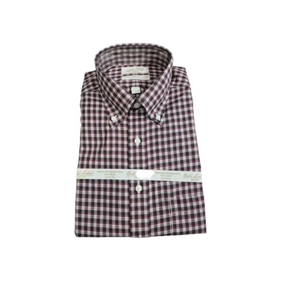Roundtree Yorke Gold Label Men's  Shirt Size 15.5 34 Burgundy Multi Fitted  43 - Image 1 of 4