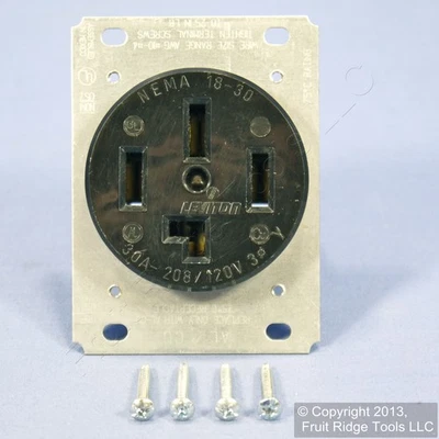 Leviton 8330 Receptacle 30A Power Outlet 18-30R 3�Y Bulk 120/208V Non-Grounding - Image 1 of 4