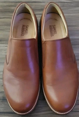 Zapatos de vestir de cuero marrón sin cordones Samuel Hubbard para viajero frecuente usados en excelente estado para hombre 10,5 Foto 1 de 4