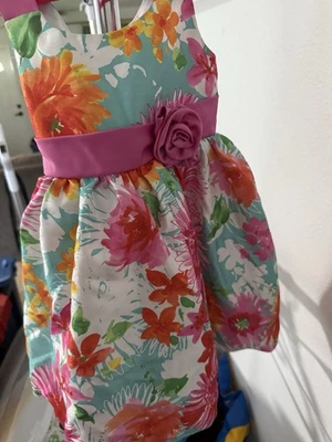 Vestido sem mangas Jessica Ann verão meninas tamanho 3T roxo floral  - Imagem 1 de 4