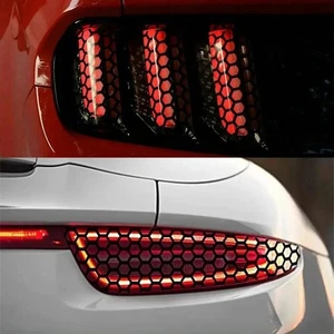 2×Car Rear Tail Light Honeycomb Sticker Auto Lamp Cover Decal Black Accessories - Picture 1 of 17