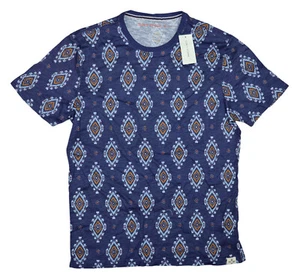 Sun + Stone Geometrischer Druck Kurzarm Rundhals Herren T-Shirt M Neu mit Etikett Blau - Bild 1 von 3