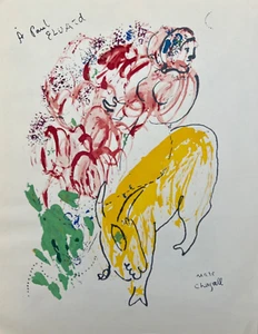 Placa Litográfica Original Chagall "le dur desir de durer" Firmada 1950 - Imagen 1 de 5