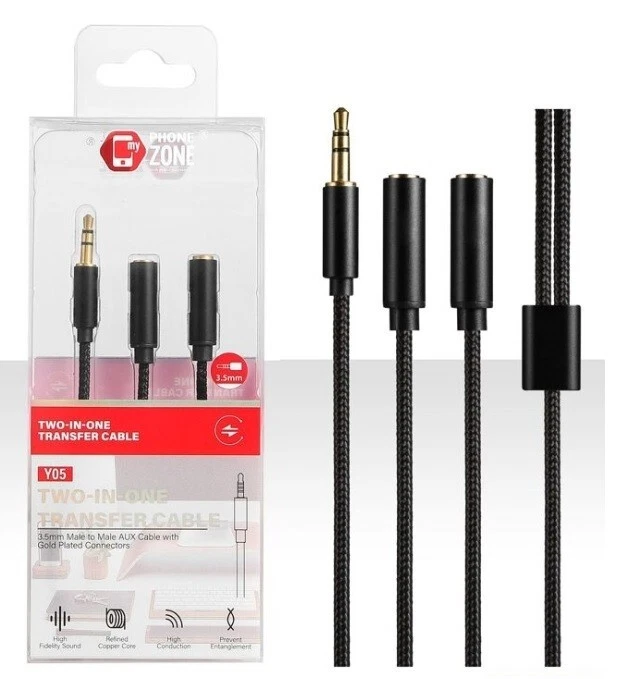 CAVO SDOPPIATORE AUX 3.5 MM AUDIO CUFFIE MICROFONO SPLITTER CONNETTORE TELEFONO - Immagine 1 di 1
