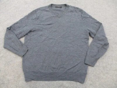 Suéter Tahari Para Hombre Gris Medio Pullover Lana Merino Cuello Redondo Manga Larga Tejido Foto 1 de 4