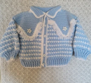 Vintage Kids Western Sweater 2/3 Knit Fringe Hand Made Star Buttons - Picture 1 of 2