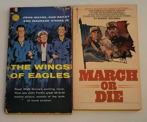 The Wings Of Eagles 1957 1st and March or Die 1977 1st  Military Novels - Picture 1 of 2