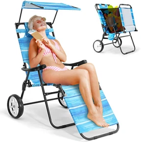 Carro para silla de playa H&ZT, tumbona para silla de playa 2 en 1 con ruedas pesadas carro de carga - Imagen 1 de 37