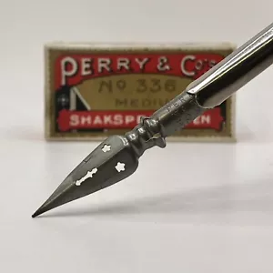 Perry & Co No. 336 M Shakespear Pen Nib RARE Dip Pen Calligraphy Plume - Picture 1 of 3