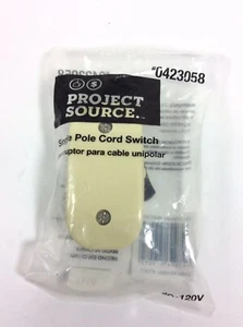 Single Pole Cord Switch - Ivory With Black Switch - Project Source NEW - Picture 1 of 3
