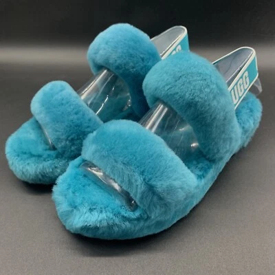 UGG OH YEAH WOOL SLIPPER SANDAL WOMENS US 7 SLINGBACK AQUATIC BLUE  - Image 1 of 4
