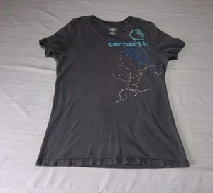 Carhartt Women T Shirt Short Sleeve V Neck Faded Gray Barb Wire Small - Picture 1 of 9