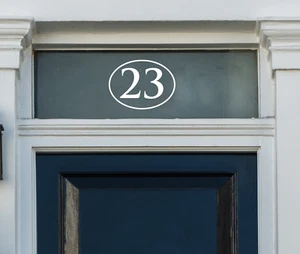 Fanlight House Number Sticker Door Window Vintage Victorian - PLAIN OVAL ROMAN - Picture 1 of 5