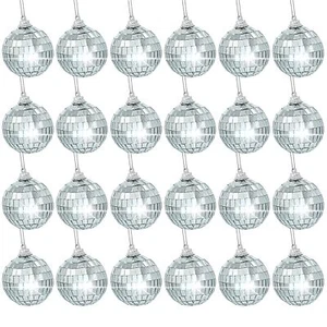 24 Pcs 2 Inches Disco Ball Ornaments Silver Mirror Balls for Christmas Tree W... - Picture 1 of 8