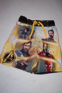 Boys Swim Trunks AVENGERS INFINITY WAR Yellow Black NET LINING Size 4-5 - Picture 1 of 2