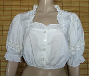 WEISSE DIRNDLBLUSE - TRACHTENBLUSE - SPITZE - COTTON/POL. - GR. 46 - Bild 1 von 1