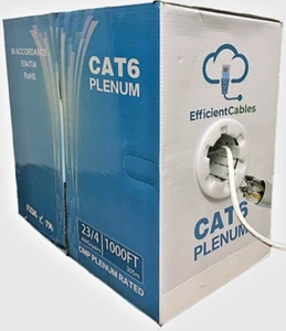 CAT6 Plenum White, 1000ft Bulk Ethernet Cable | 550MHz, 23AWG, UTP CMP - Picture 1 of 2