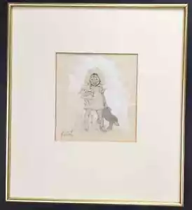 Muriel Dawson, Original SIGNED Pencil & Wash Book illustration Drawing, Framed - Picture 1 of 5