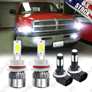 For Dodge Ram 1500 2500 3500 1999-2001 White LED Headlights + Fog Light Bulbs - Picture 1 of 10