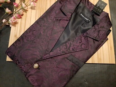 Barry.Wang Silk Victorian Vest Waistcoat  Paisley Steampunk Formal Purple M - Image 1 of 4