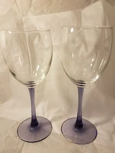 Lot of 2 Purple Amethyst Wine Glasses, 7 5/8" Tall - Picture 1 of 3
