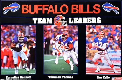BUFFALO BILLS 1992 NFL 22x34 POSTER Cornelius Bennett, Jim Kelly, Thurman Thomas Cover