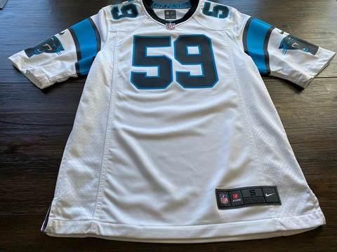 NFL Carolina Panthers Luke Kuechly Mens White Nike On Field Jersey- Small Cover