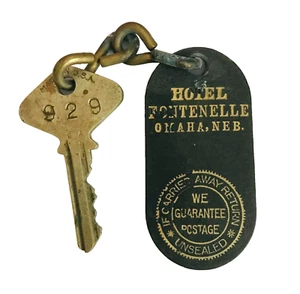 Vintage Hotel Fontenelle Omaha NE Room Key & Fob #929 Yale Key Original Nebraska - Picture 1 of 2