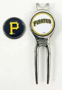 MLB Golf Divot Repair Tool Silver BeltClip Ballmark + Pittsburgh Pirates NEW - Picture 1 of 2
