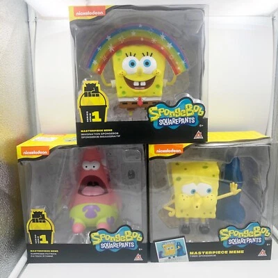 Set Of 3 SPONGEBOB MASTER PIECE MEME 8” FIGURES SERIES 1 Brand New - Image 1 of 4